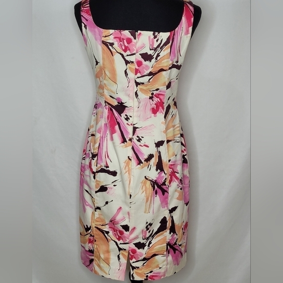 Musette Sleeveless Princess Seams Abstract Floral Midi Sheath Dress - Size 6 - Picture 4 of 8